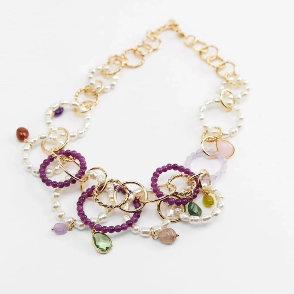 🌹NWT. Zara Pearl Bead and Stone Necklace.